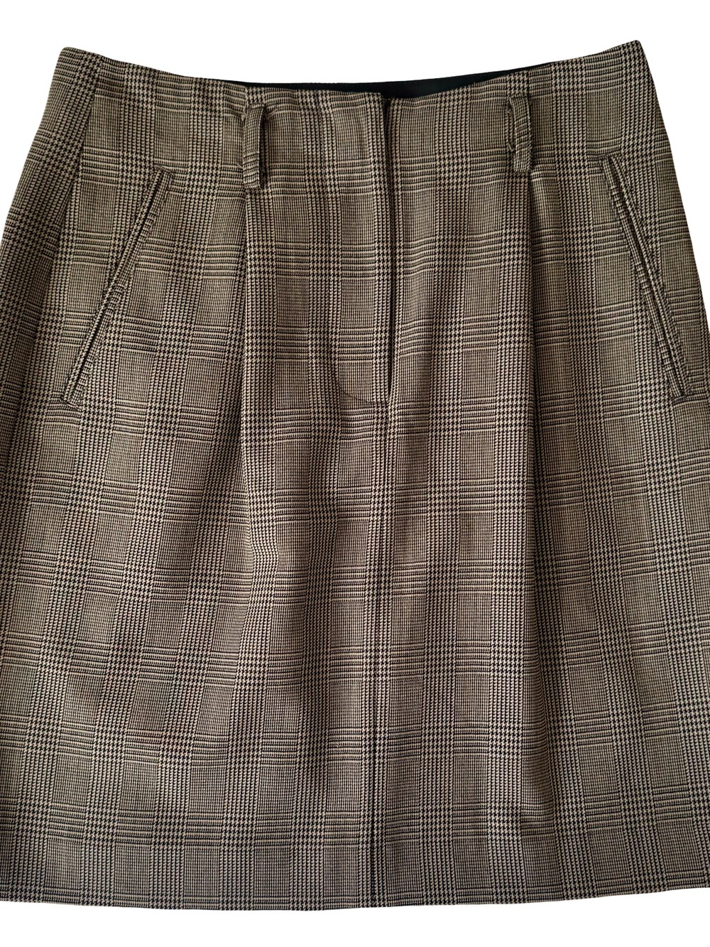 DKNY 100% Wool Plaid A-Line Skirt